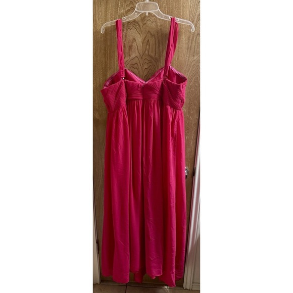 Revelry Formal Gown Dress Womens 18 Bright Pink Long Maxi Chiffon Bridesmaids - Picture 2 of 14